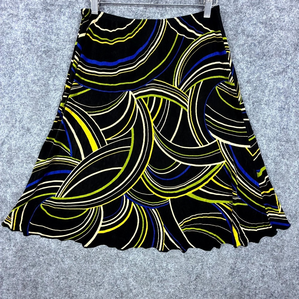 Vintage Jananas Skirt Women Medium Black Geometric Stretch Pull On Career 90s